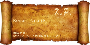 Komor Patrik névjegykártya